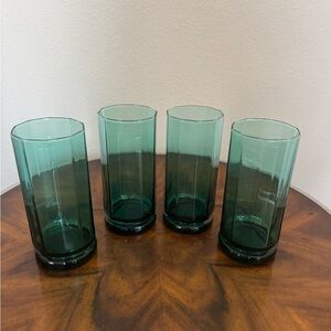 4 Anchor Hocking Ice Tea Glass Essex Green Glass Tumblers Exec Condition